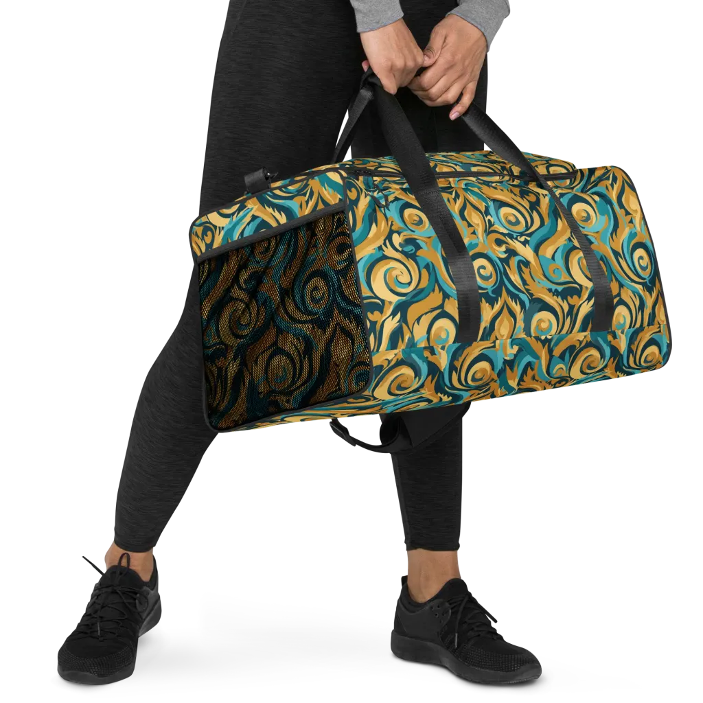 Turquoise Baroque on Duffle Bag — Right Front