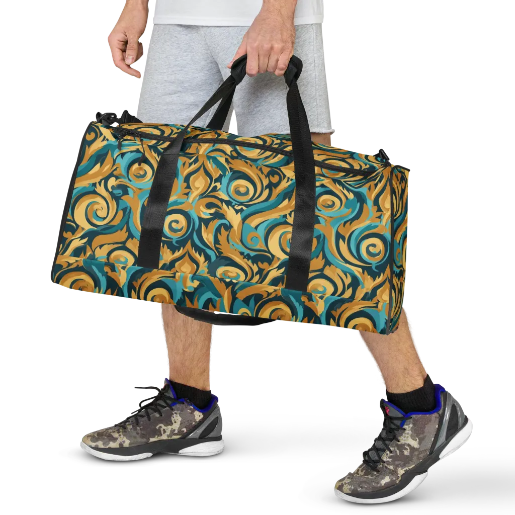 Turquoise Baroque on Duffle Bag — Front