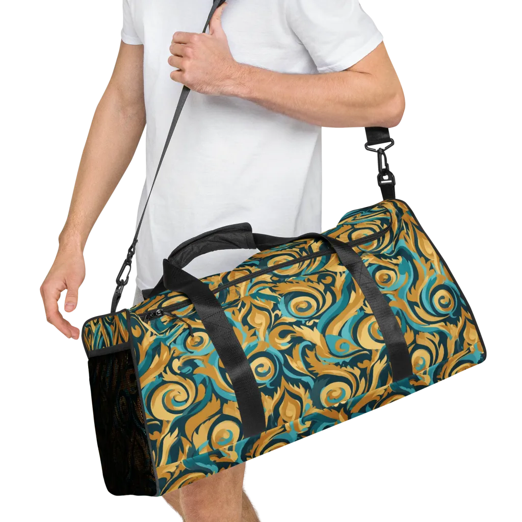Turquoise Baroque on Duffle Bag — Right Front
