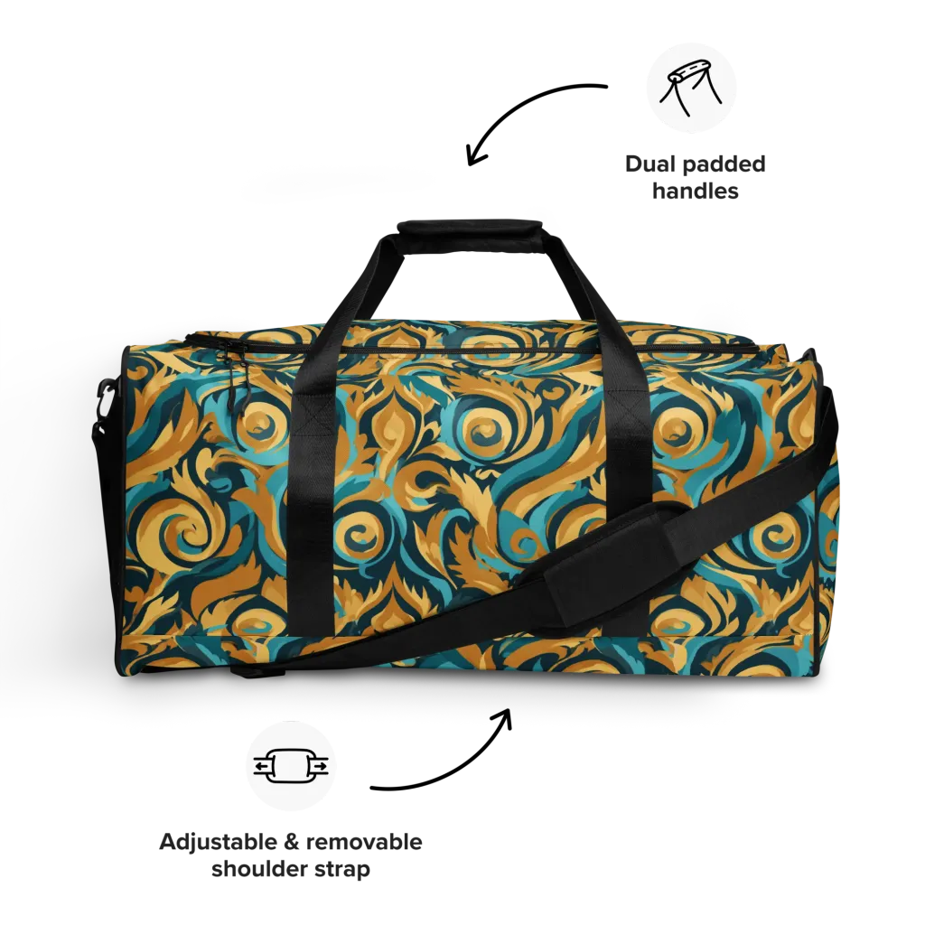 Turquoise Baroque on Duffle Bag — Front