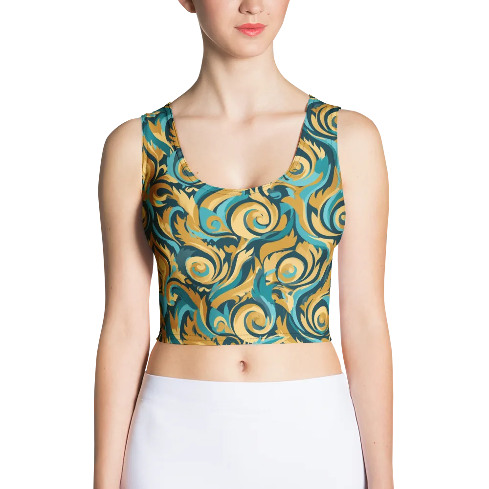 Turquoise Baroque on Crop Top — Front