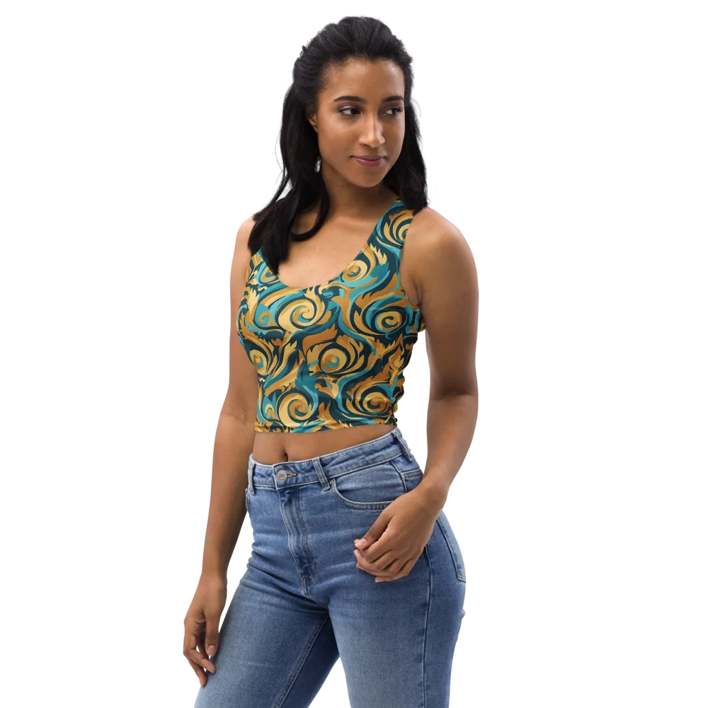 Turquoise Baroque on Crop Top — Left Front