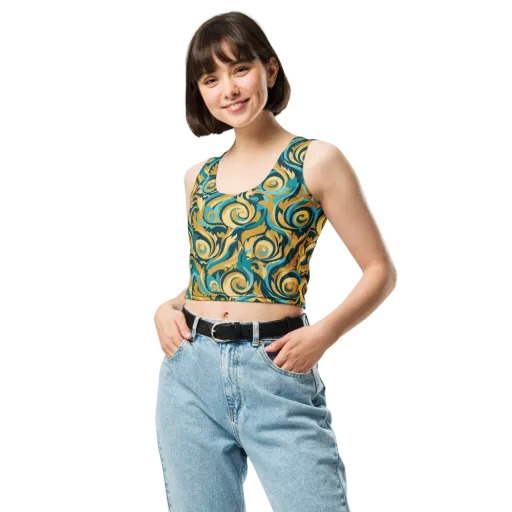 Turquoise Baroque on a Crop Top