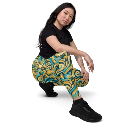 Turquoise Baroque on a Leggings with Pockets