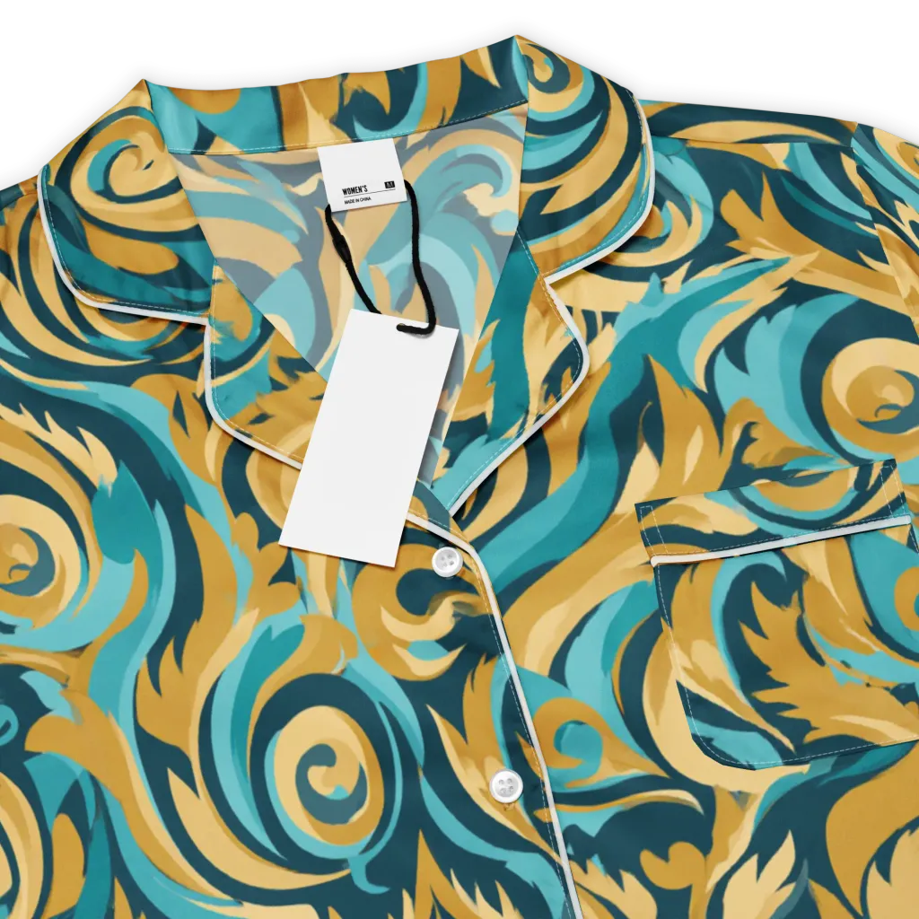Turquoise Baroque on Women's Short Sleeve Pajama Top — Product details