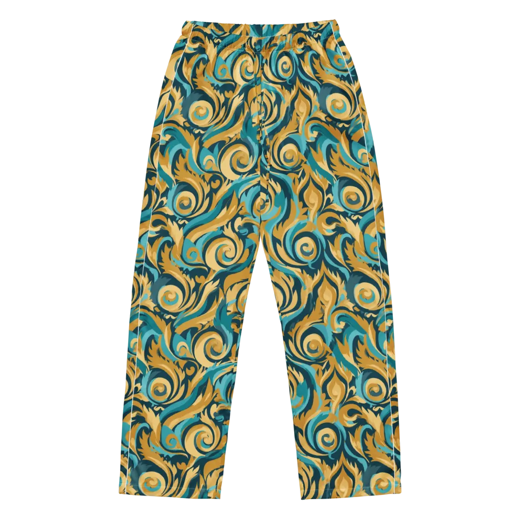 Turquoise Baroque on Women's Pajama Pants — Front