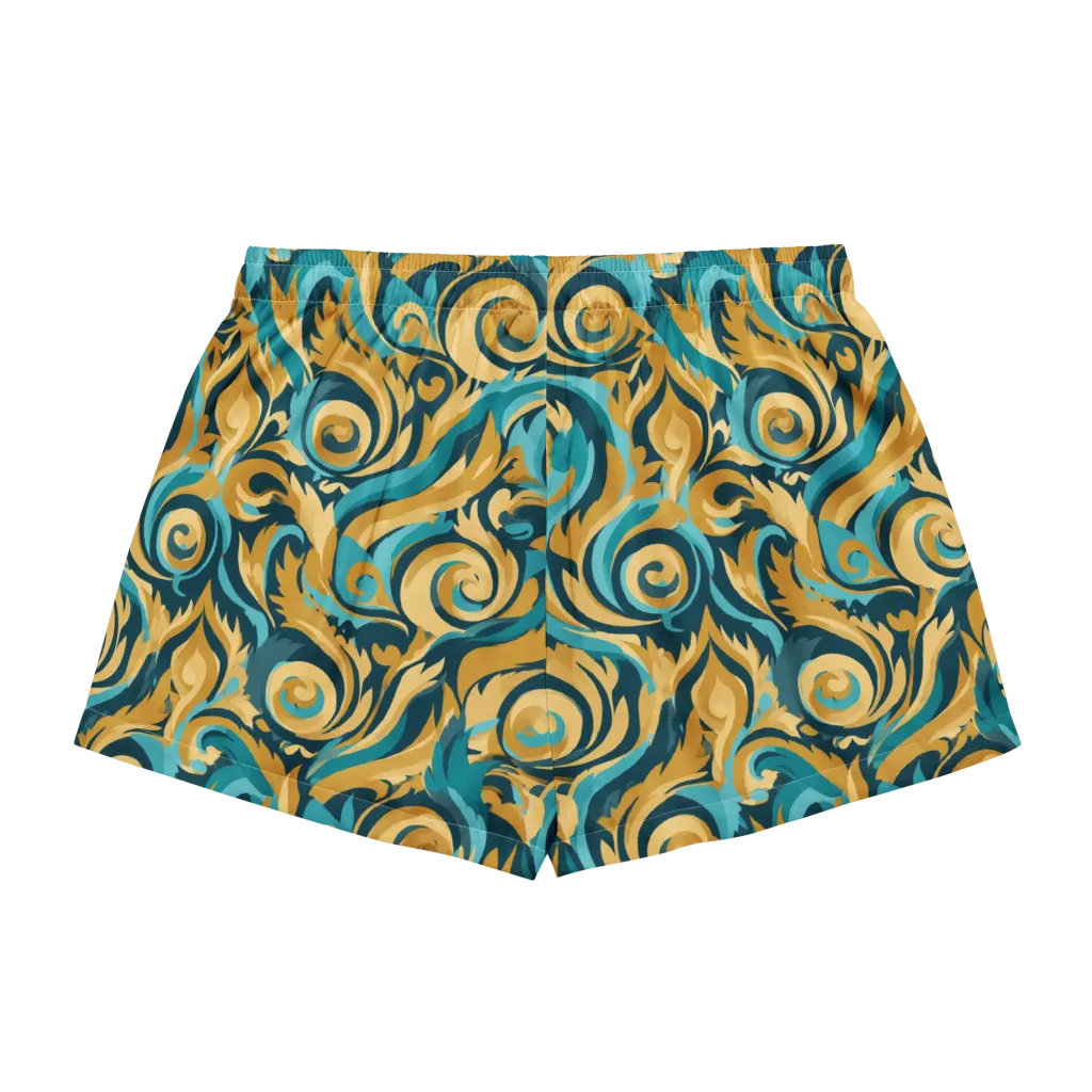 Turquoise Baroque on Women's Pajama Shorts — Back