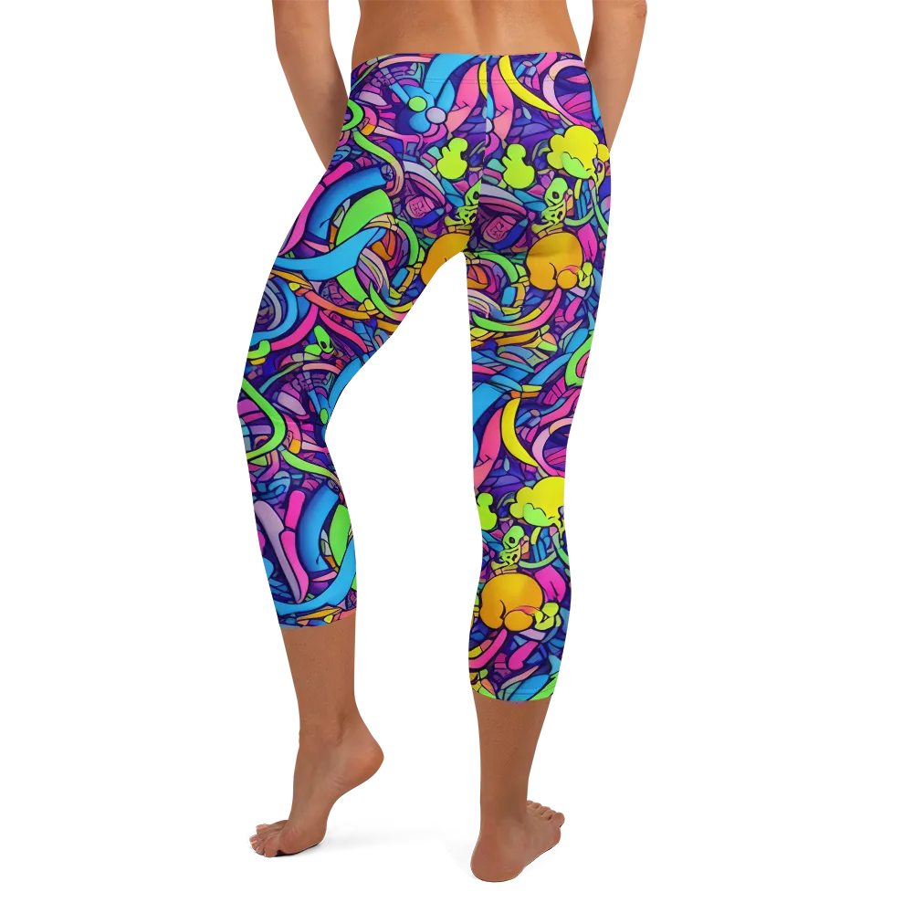 Electric Menagerie on Capri Leggings — Back