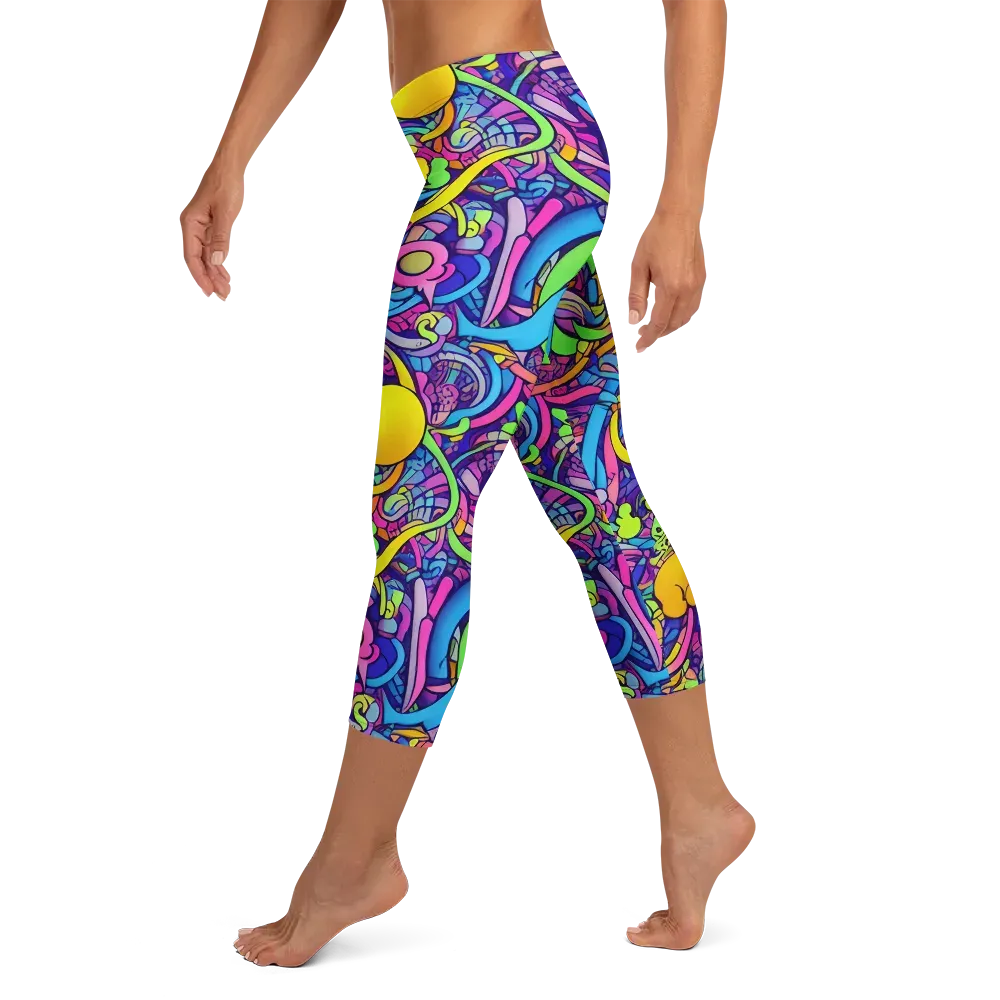 Electric Menagerie on Capri Leggings — Left