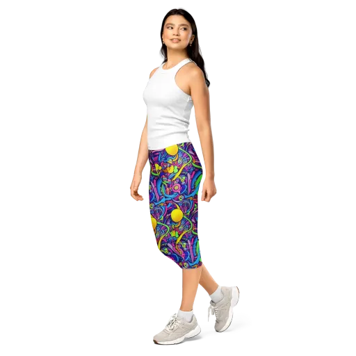 Electric Menagerie on a Capri Leggings