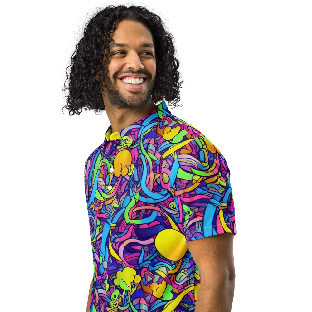Electric Menagerie on Men's Slim Fit Polo Shirt — Left Front