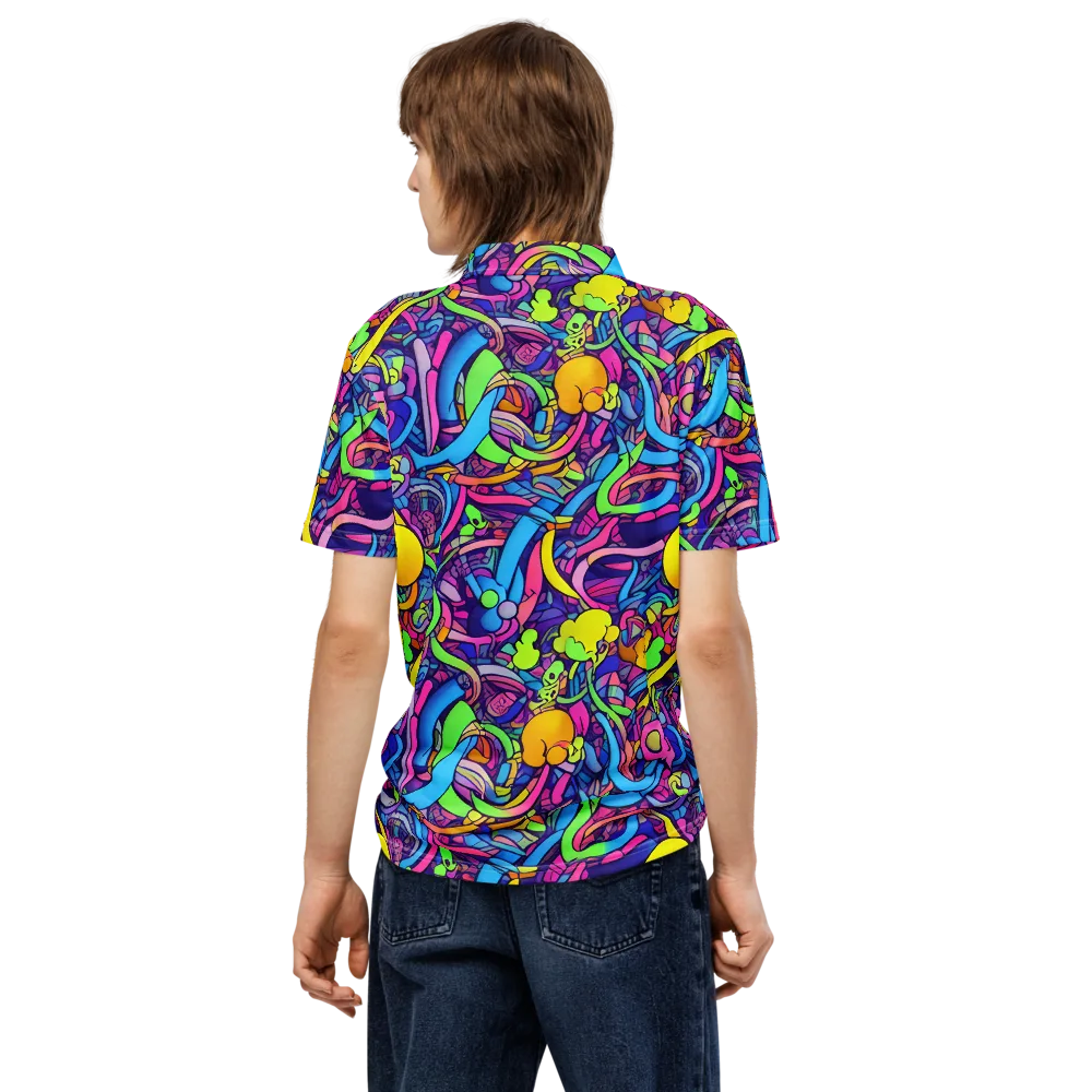 Electric Menagerie on Men's Slim Fit Polo Shirt — Back