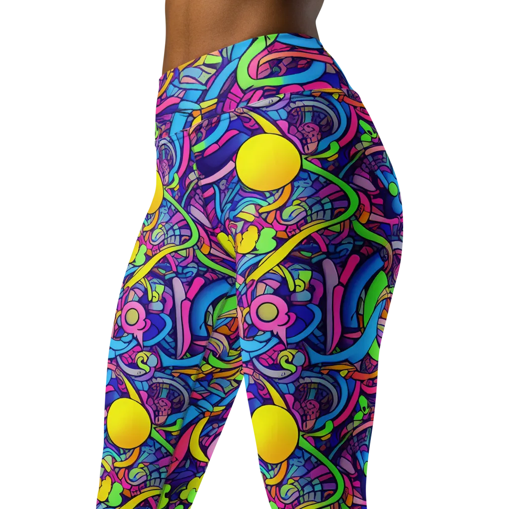Electric Menagerie on Yoga Leggings — Left Front