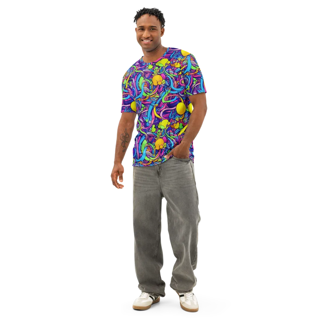 Electric Menagerie on Men's Cotton Crew Neck T-Shirt — Front
