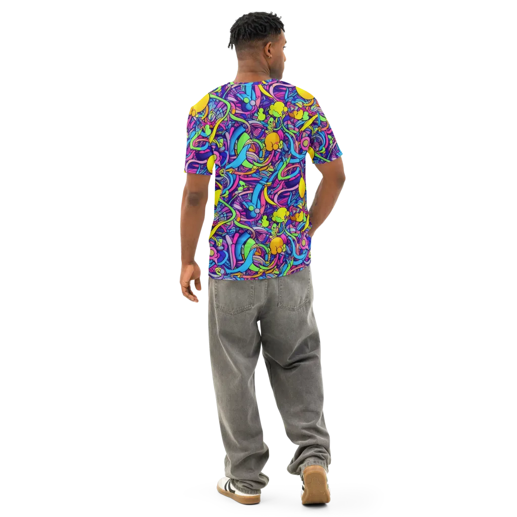 Electric Menagerie on Men's Cotton Crew Neck T-Shirt — Back