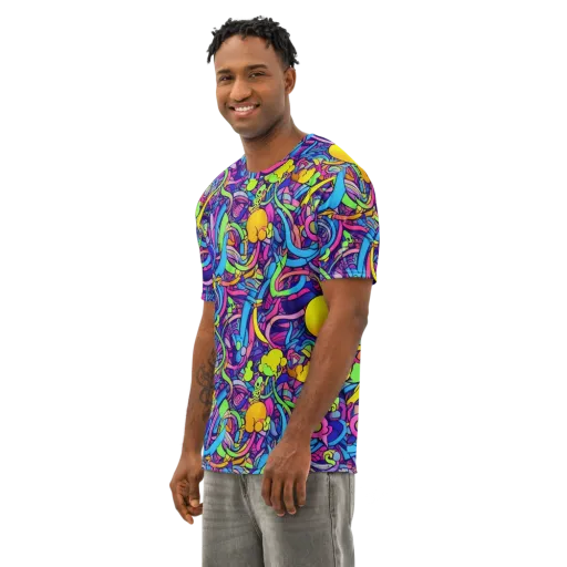 Electric Menagerie on a Men's Cotton Crew Neck T-Shirt