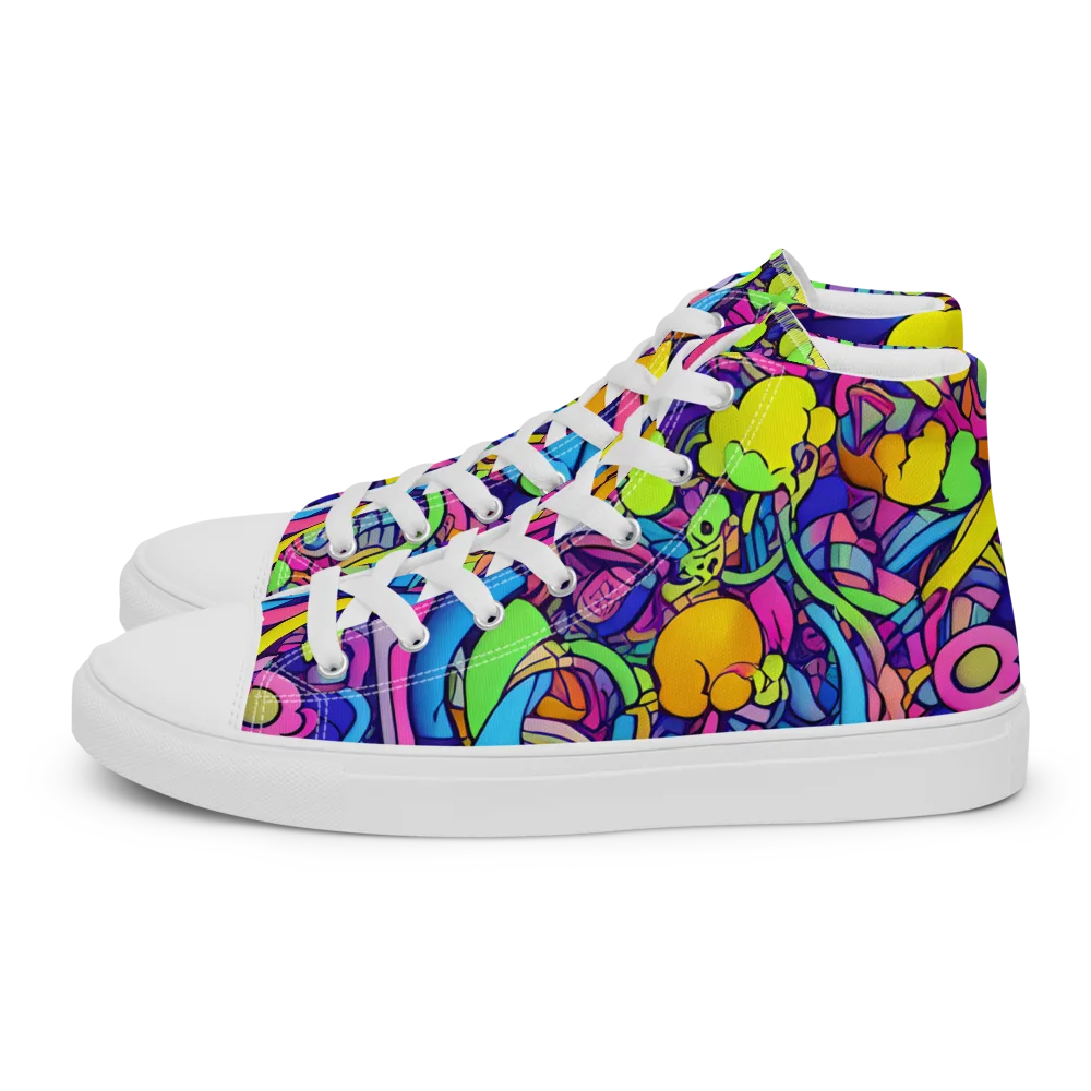 Electric Menagerie on Men's High Top Canvas Shoes — Left