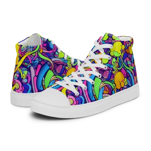 Electric Menagerie on a Men's High Top Canvas Shoes