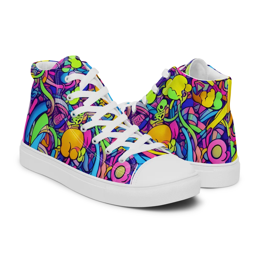 Electric Menagerie on Men's High Top Canvas Shoes — Right