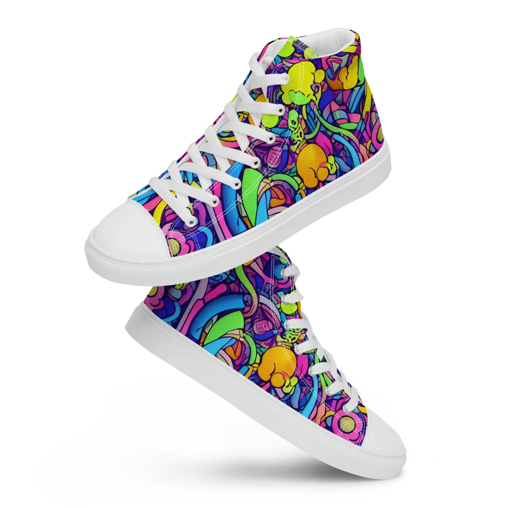 Electric Menagerie on Men's High Top Canvas Shoes — Front