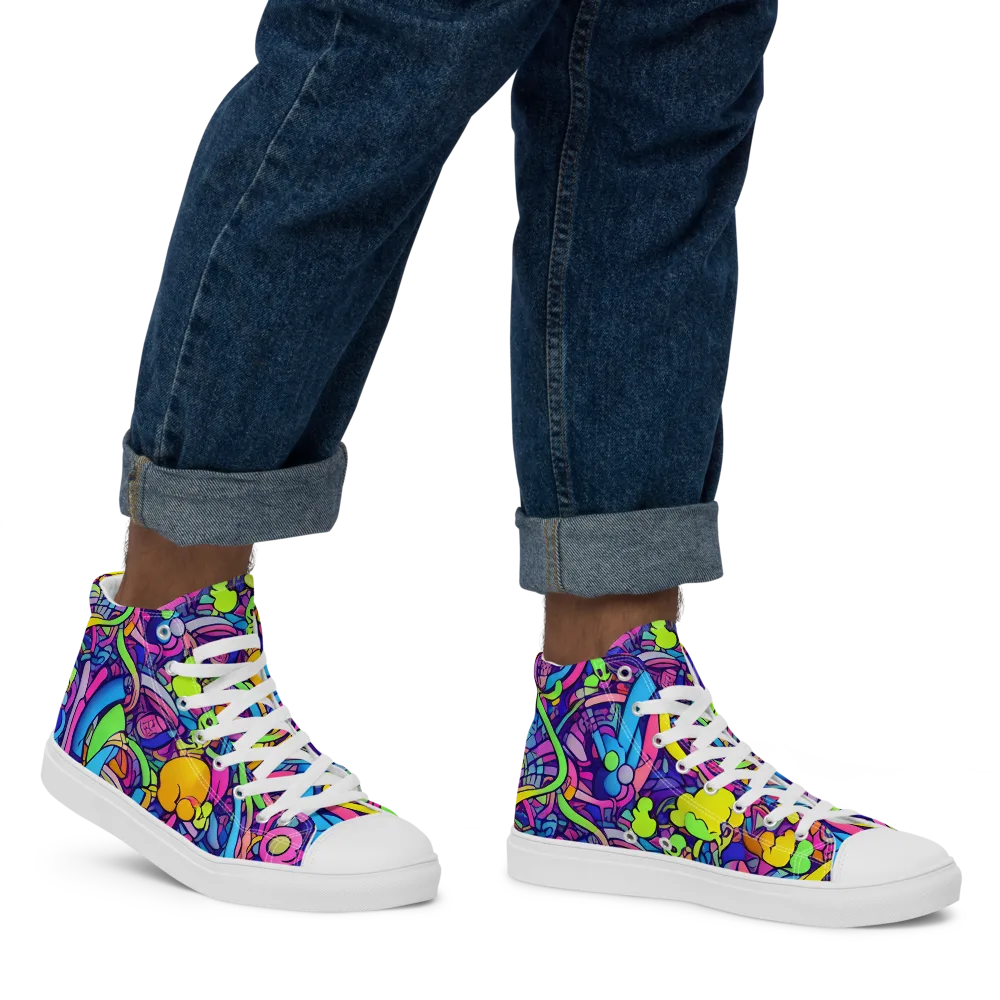 Electric Menagerie on Men's High Top Canvas Shoes — Right