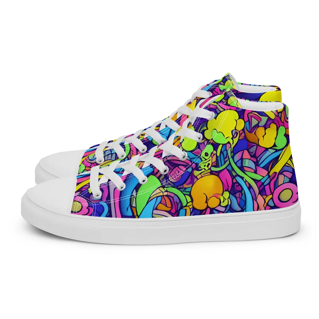 Electric Menagerie on Women's High Top Canvas Shoes — Left