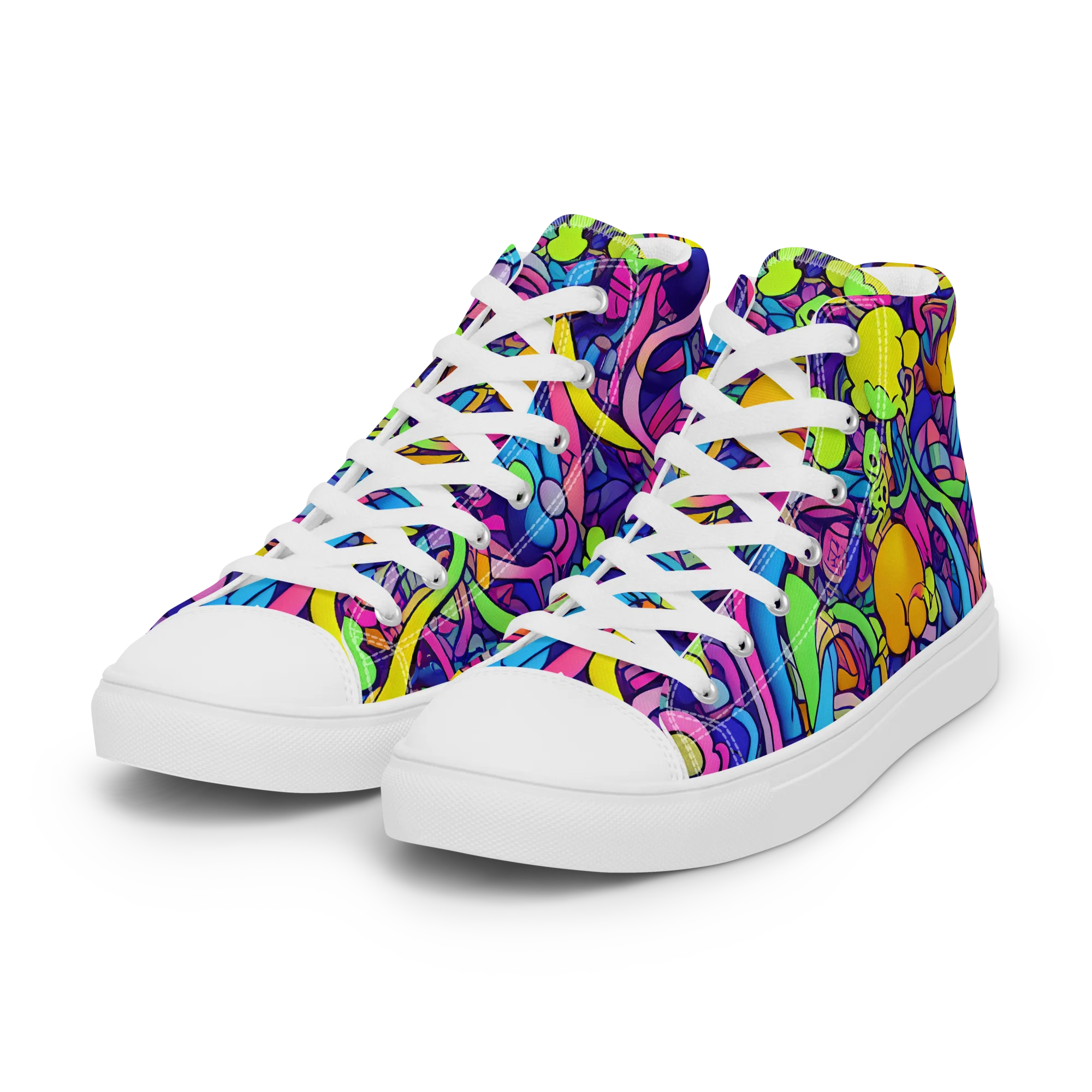 Electric Menagerie on Women's High Top Canvas Shoes — Left Front