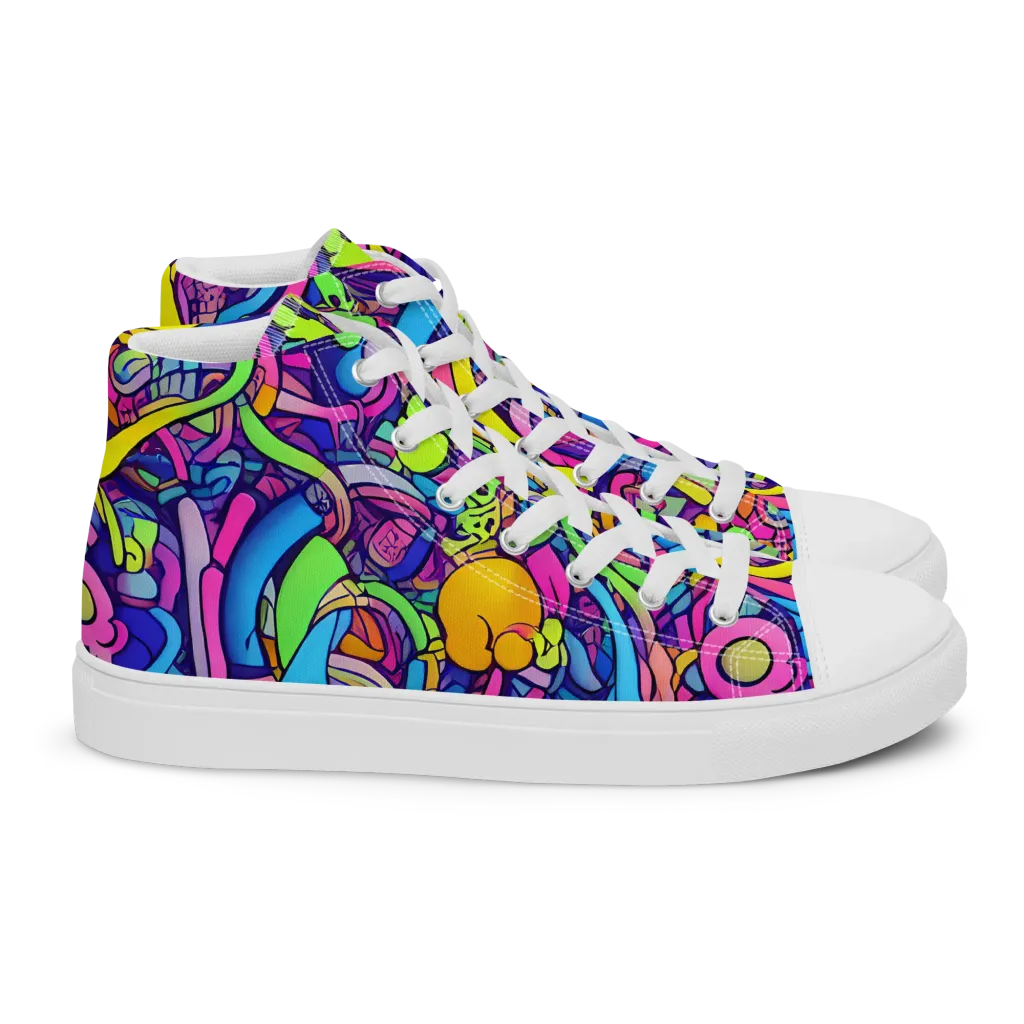 Electric Menagerie on Women's High Top Canvas Shoes — Right