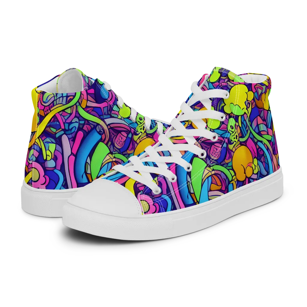 Electric Menagerie on Women's High Top Canvas Shoes — Left