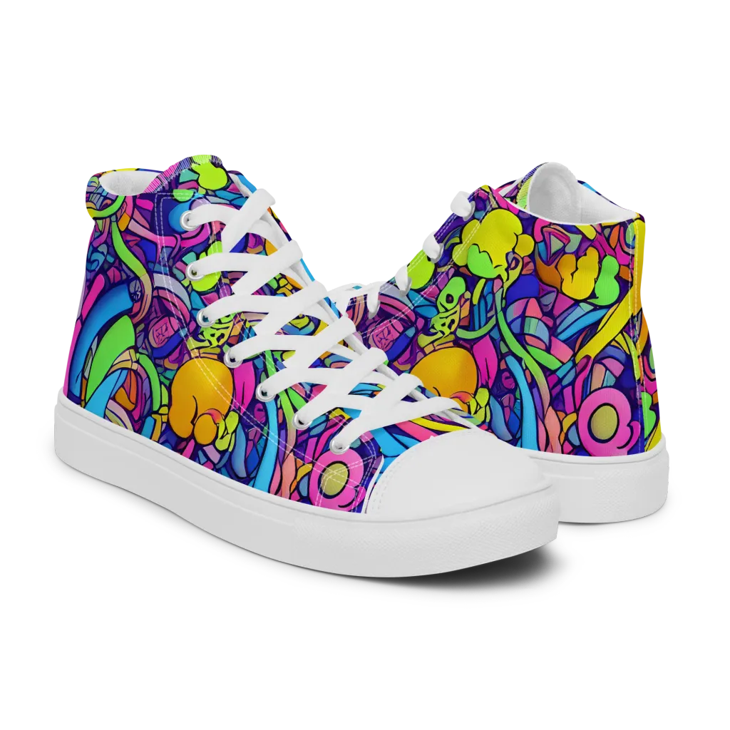 Electric Menagerie on Women's High Top Canvas Shoes — Right