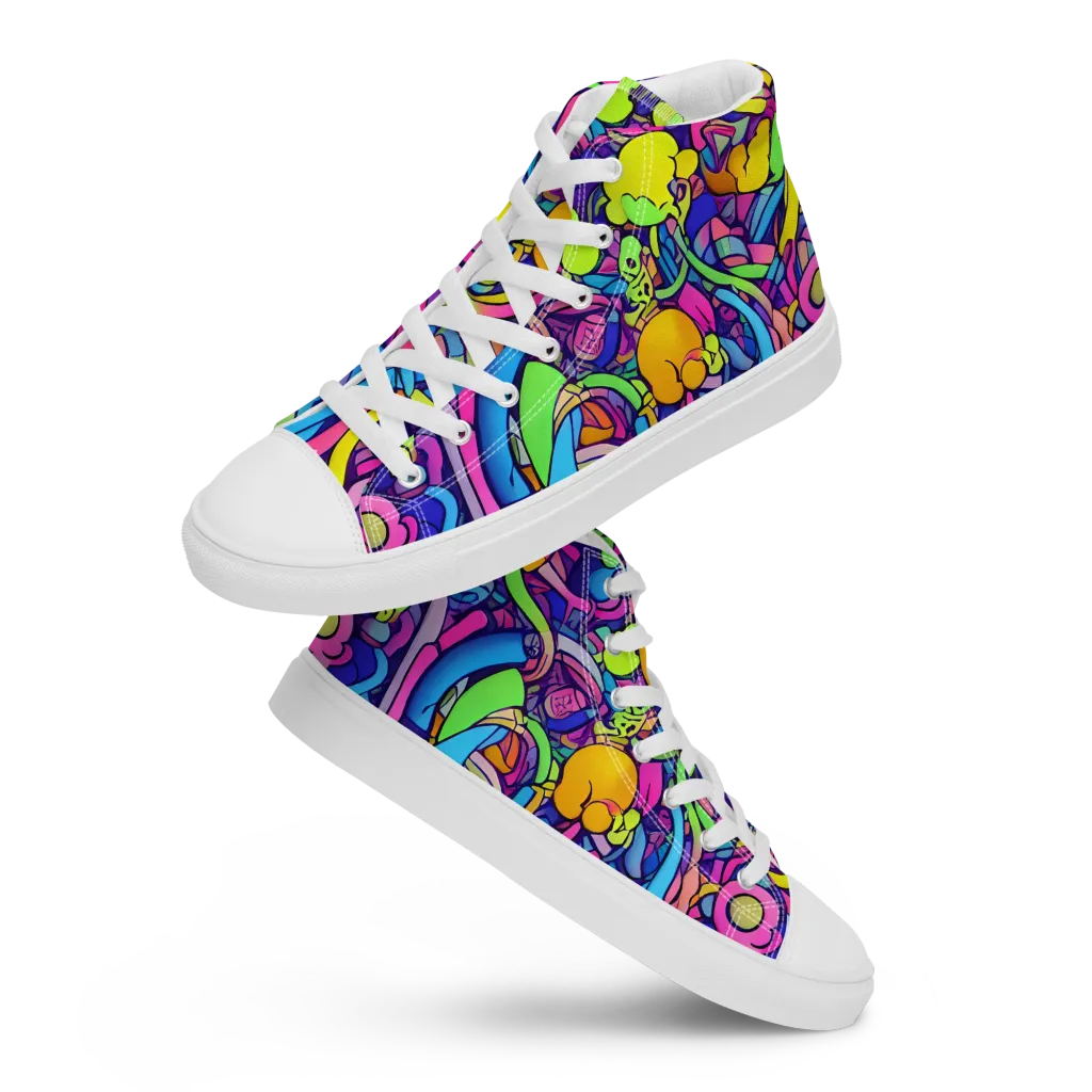 Electric Menagerie on Women's High Top Canvas Shoes — Front