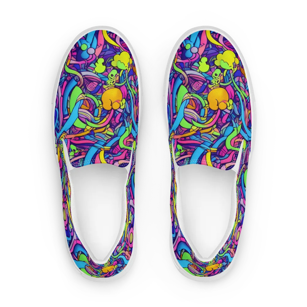 Electric Menagerie on Men's Slip-On Canvas Shoes — Front