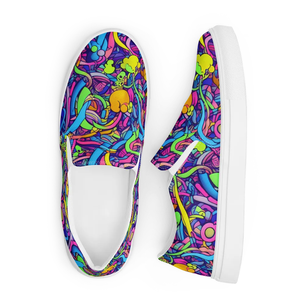 Electric Menagerie on Men's Slip-On Canvas Shoes — Front
