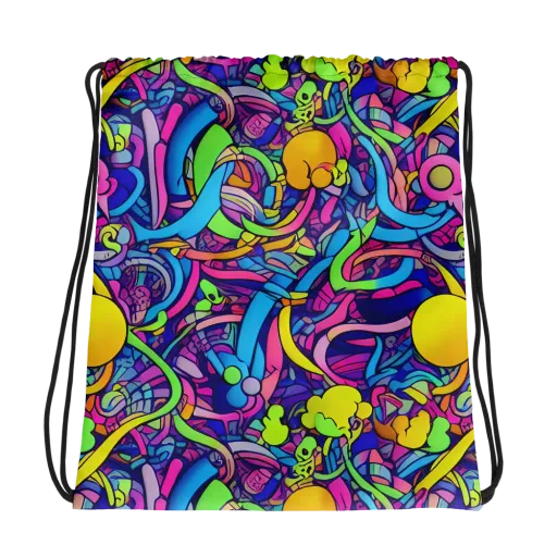 Electric Menagerie on a Drawstring Bag
