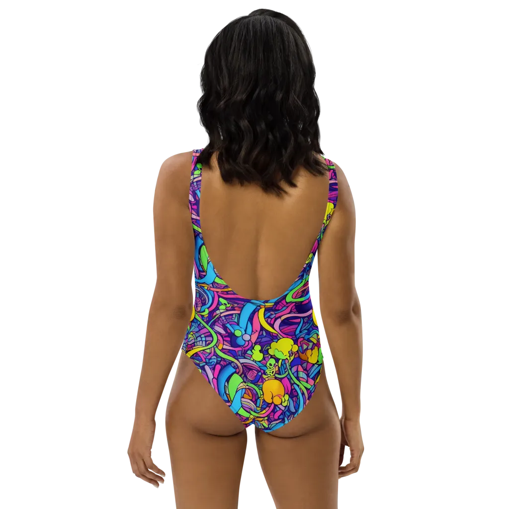 Electric Menagerie on One-Piece Swimsuit — Back