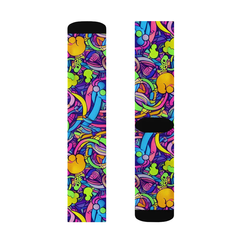 Electric Menagerie on Socks — Right Sock