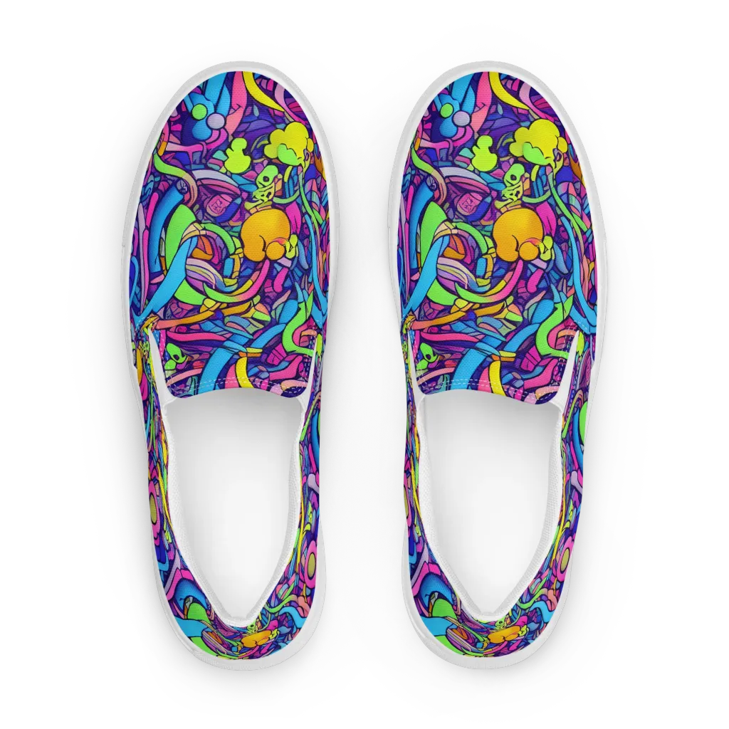 Electric Menagerie on Women's Slip-On Canvas Shoes — Front