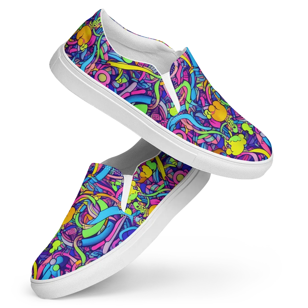 Electric Menagerie on Women's Slip-On Canvas Shoes — Front