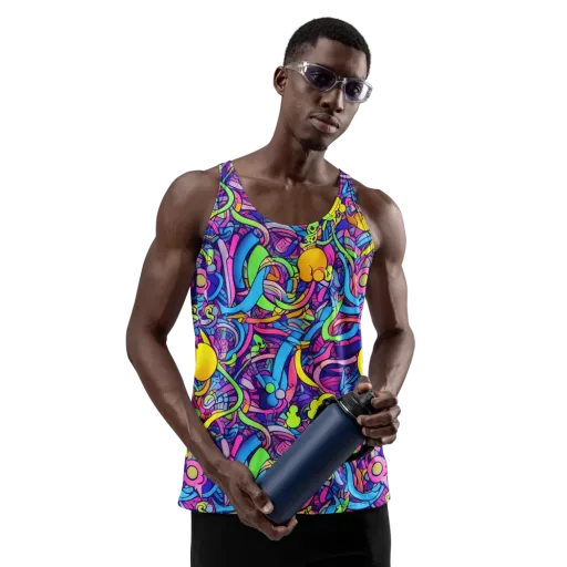 Electric Menagerie on a Men's Tank Top