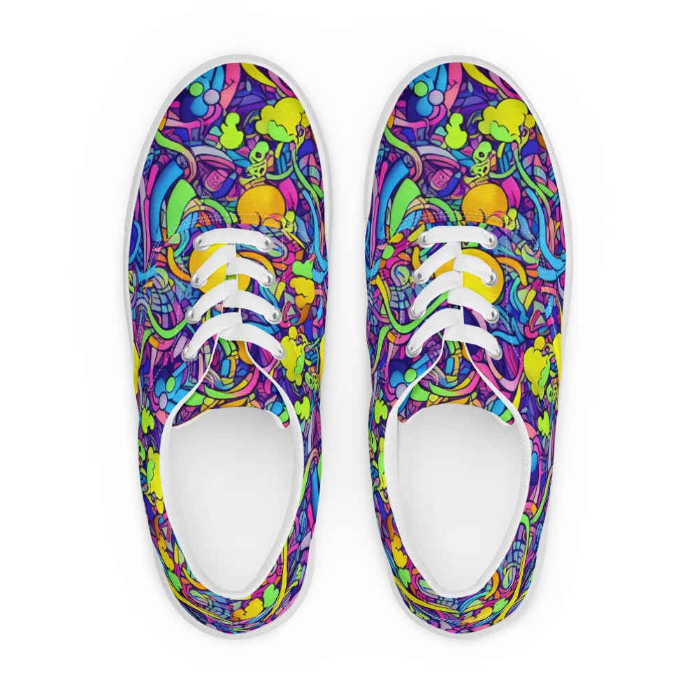 Electric Menagerie on Men's Lace-Up Canvas Shoes — Front