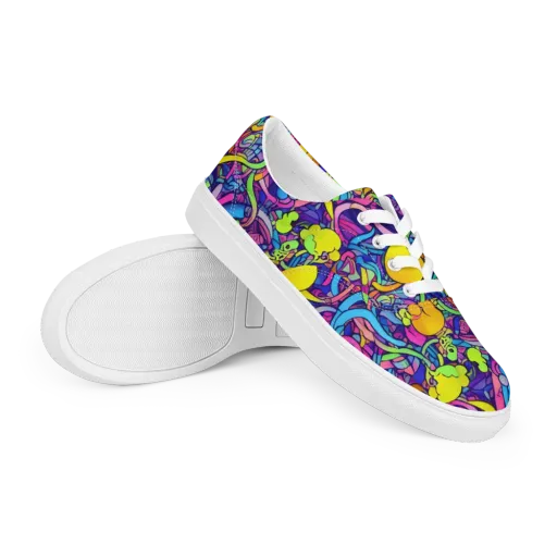 Electric Menagerie on a Men's Lace-Up Canvas Shoes