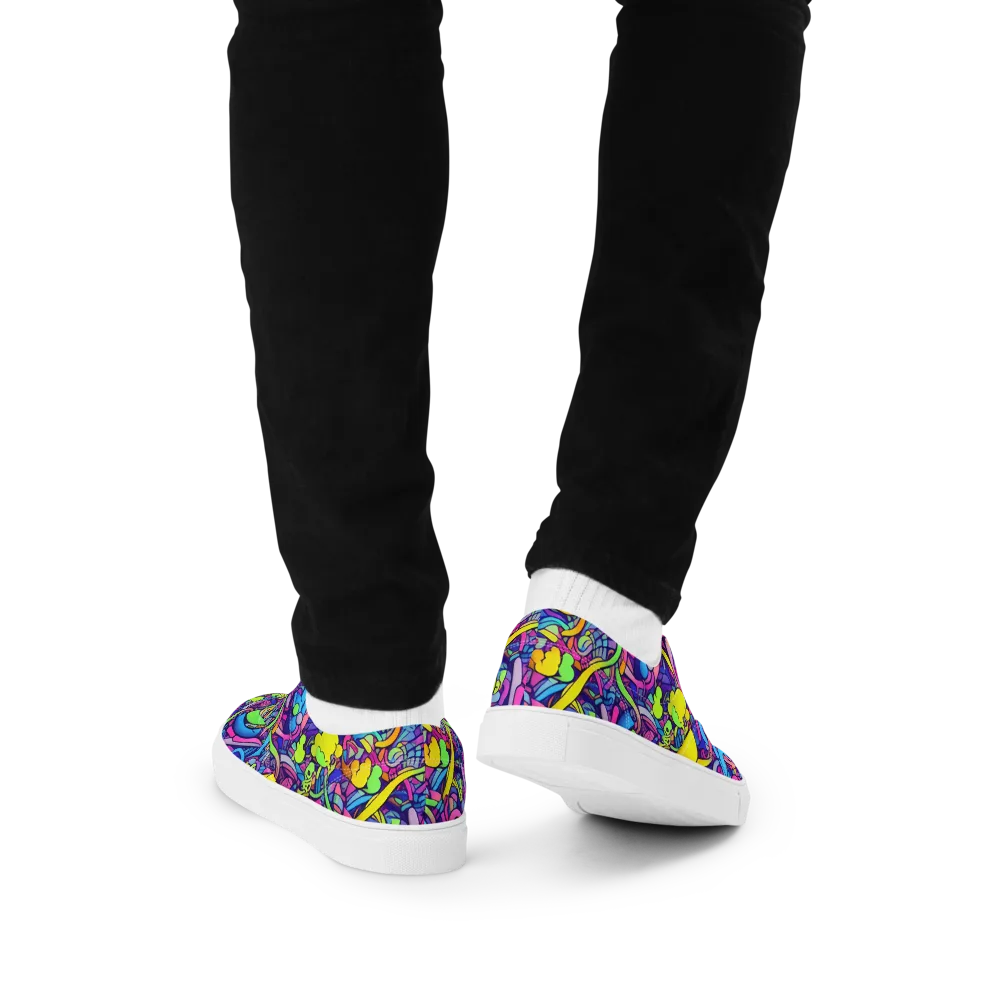 Electric Menagerie on Men's Lace-Up Canvas Shoes — Back