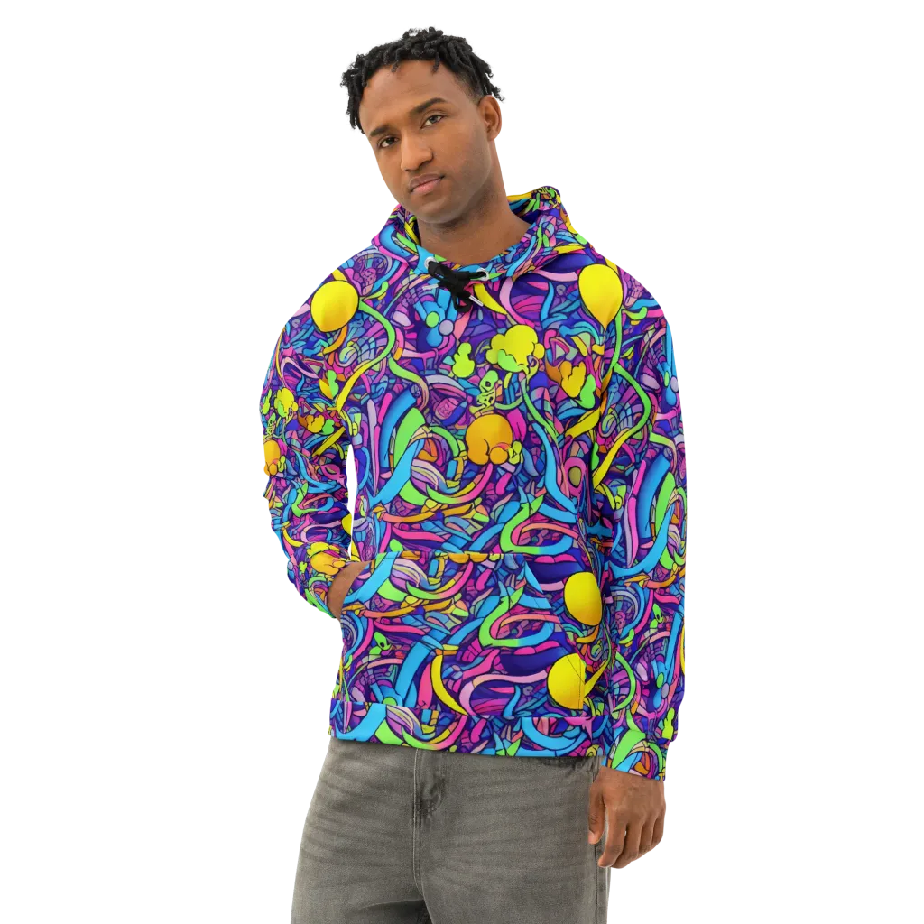 Electric Menagerie on Cotton Hoodie — Left Front