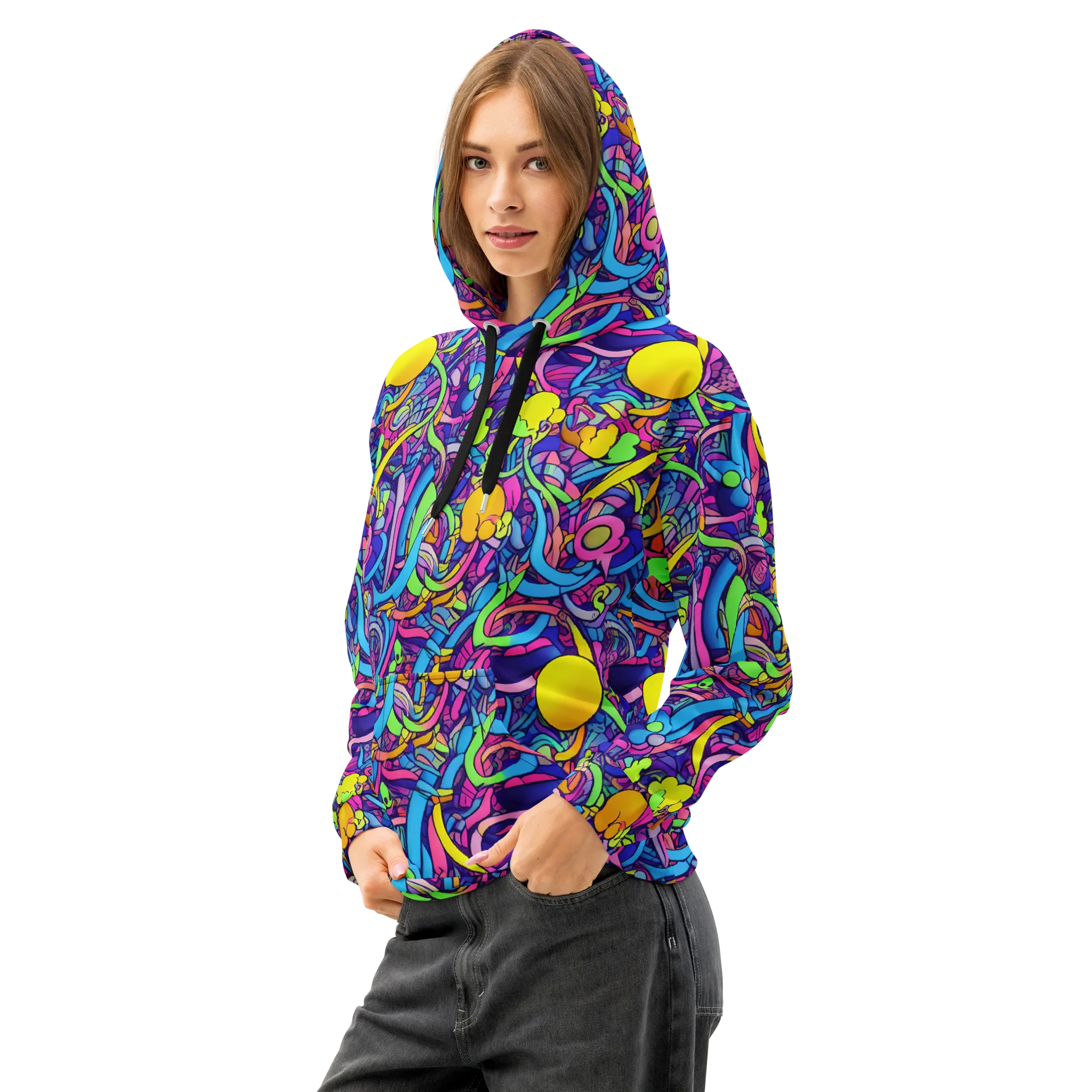 Electric Menagerie on Cotton Hoodie — Left Front