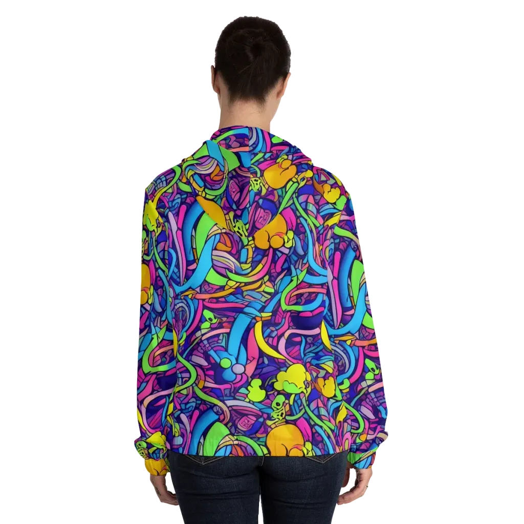 Electric Menagerie on Women's Full-Zip Hoodie — Back On Person