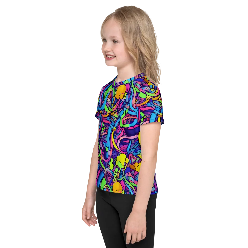 Electric Menagerie on Kids Crew Neck T-Shirt — Left