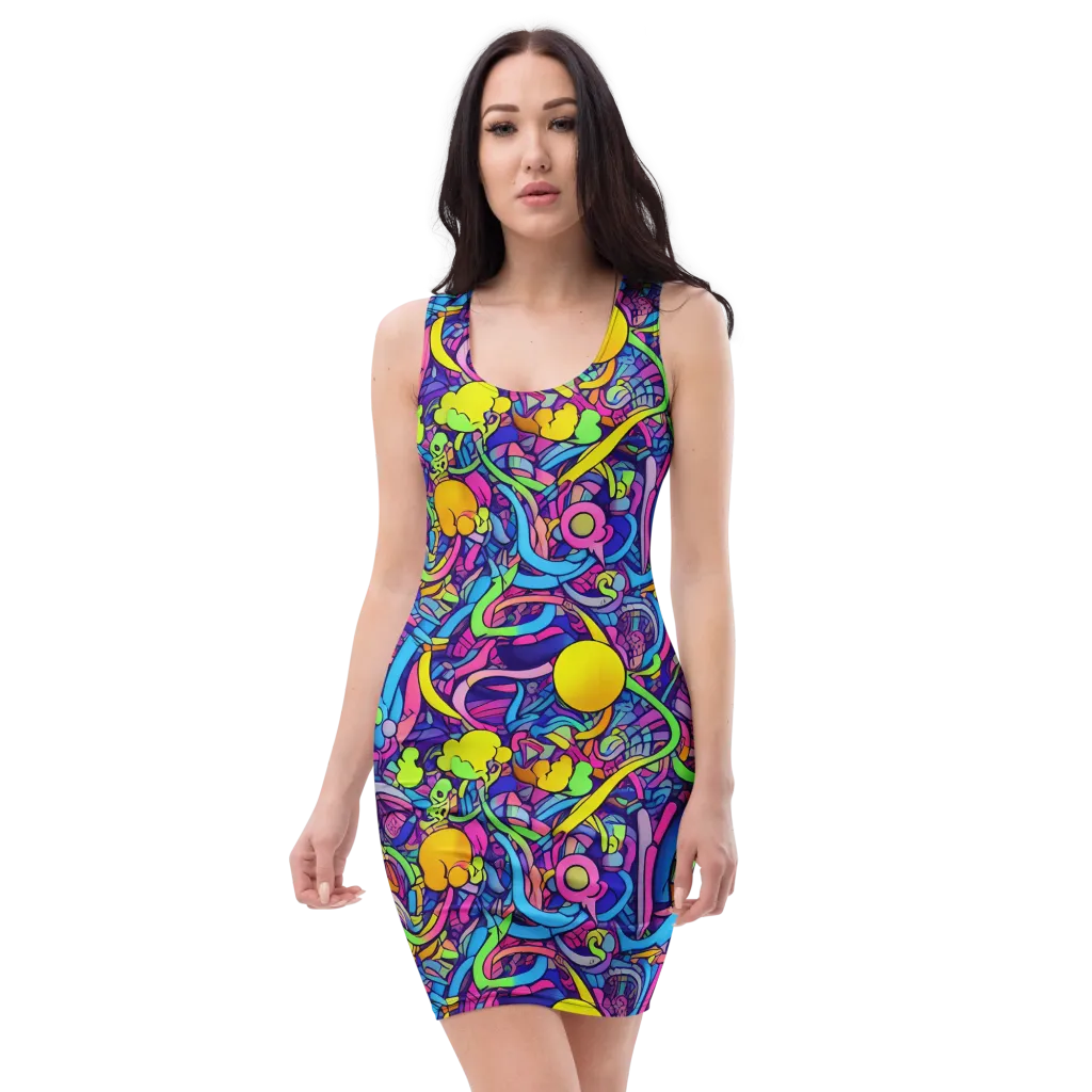 Electric Menagerie on Bodycon Dress — Front