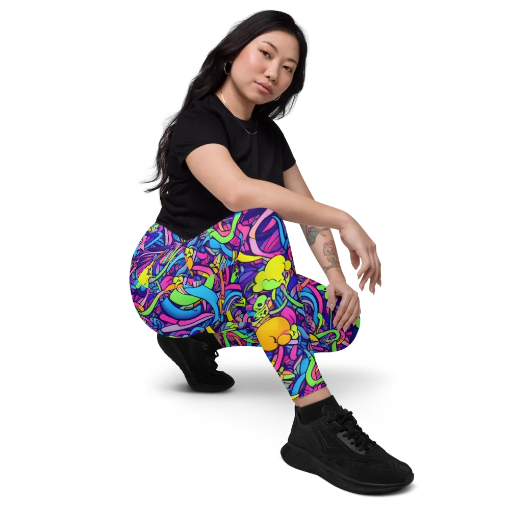 Electric Menagerie on Leggings with Pockets — Right Front