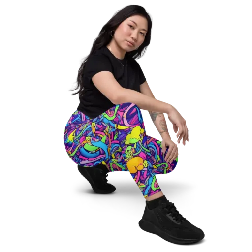 Electric Menagerie on a Leggings with Pockets