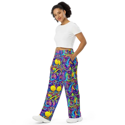 Electric Menagerie on a Wide-Leg Pants